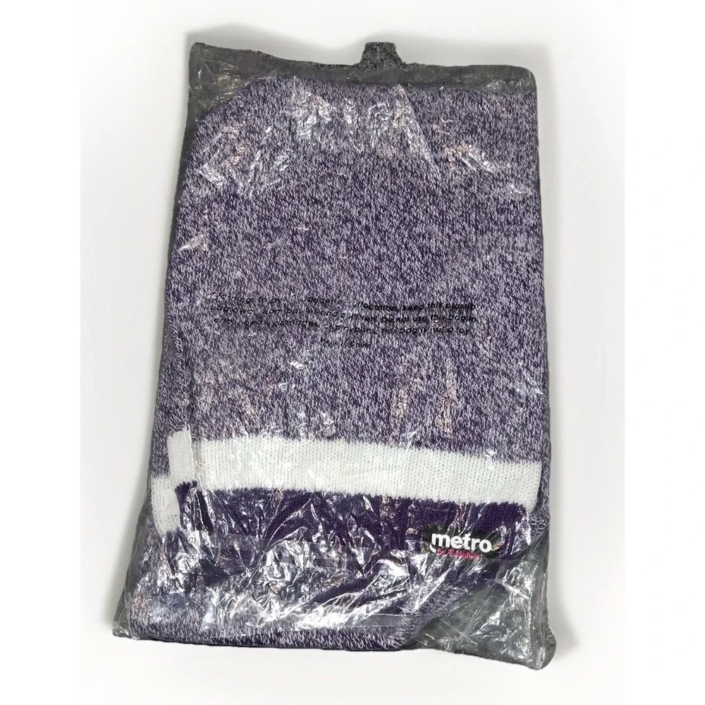 Metro by T-Mobile Purple Marled‎ Knit Scarf Unisex Winter Striped Logo RN 163898